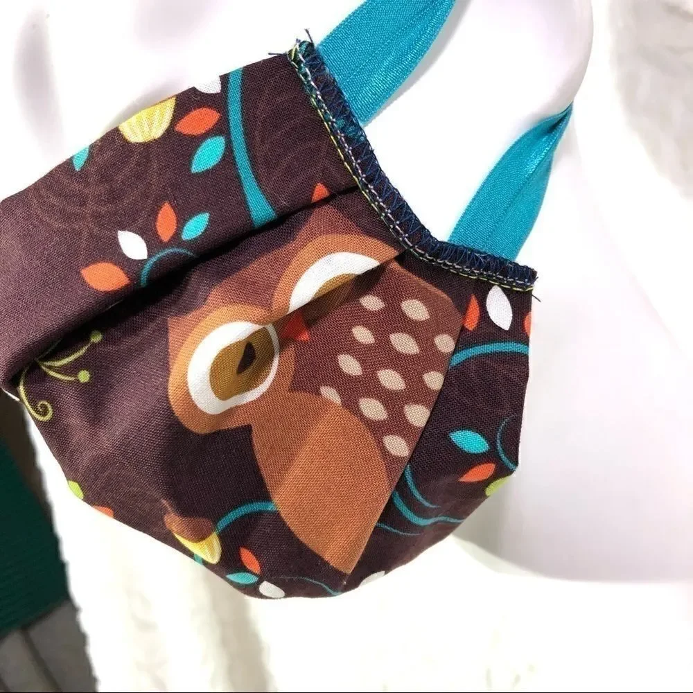 Owl leaves brown face mask PPE protection cover